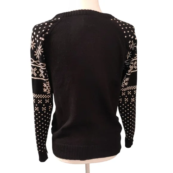 WELL WORN HOLIDAY SWEATER Black Size Medium Ugly Christmas Sweater Gingerbread - Picture 3 of 11